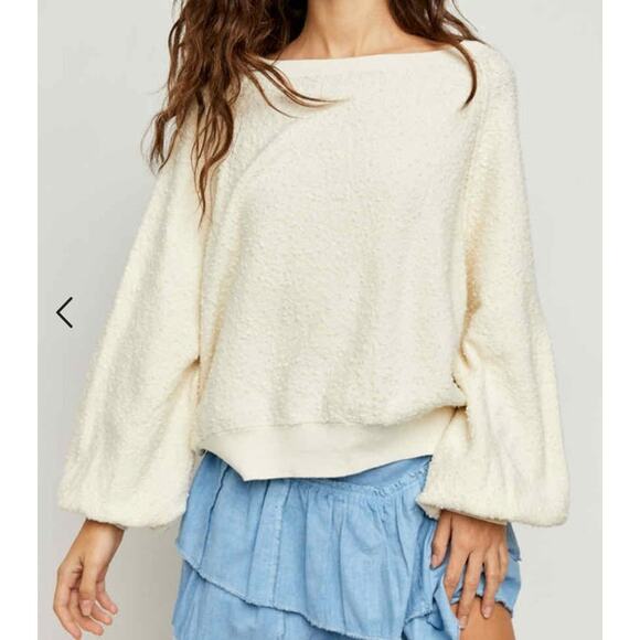 Free People Sweaters - Free People Found My Friend Sweater Sz XS Ivory Terry Cloth Oversized Minimalist